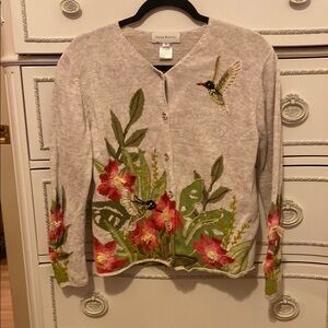 Susan Bristol Women's Floral Embroidered Sweater - light brown